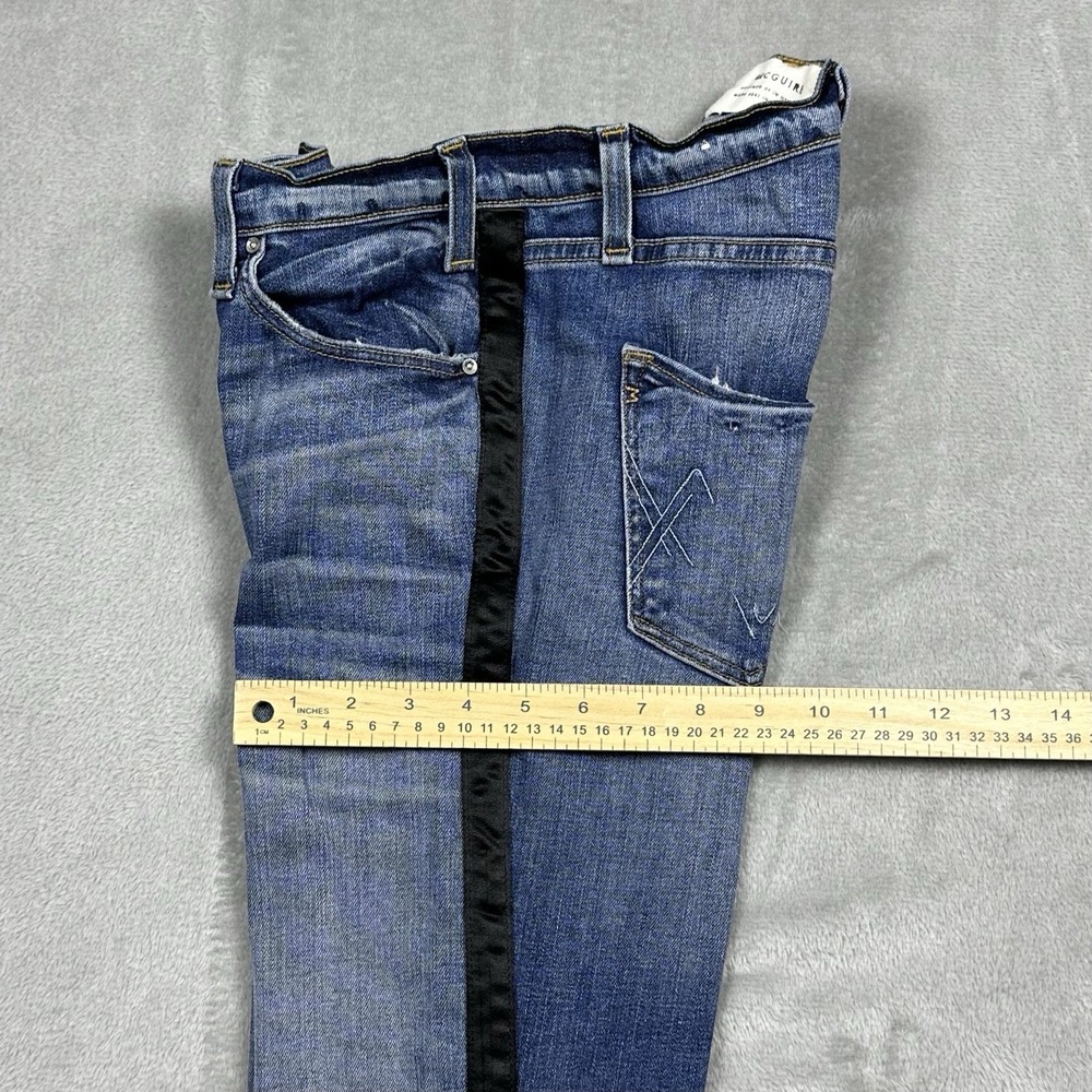 McGuire Denim Satin Tuxedo Stripe Jeans Women's 27 Modern Chic Skinny Black Trim - Picture 15 of 16